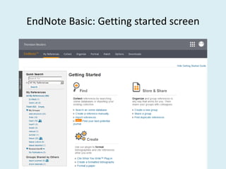 EndNote Basic: Getting started screen
 