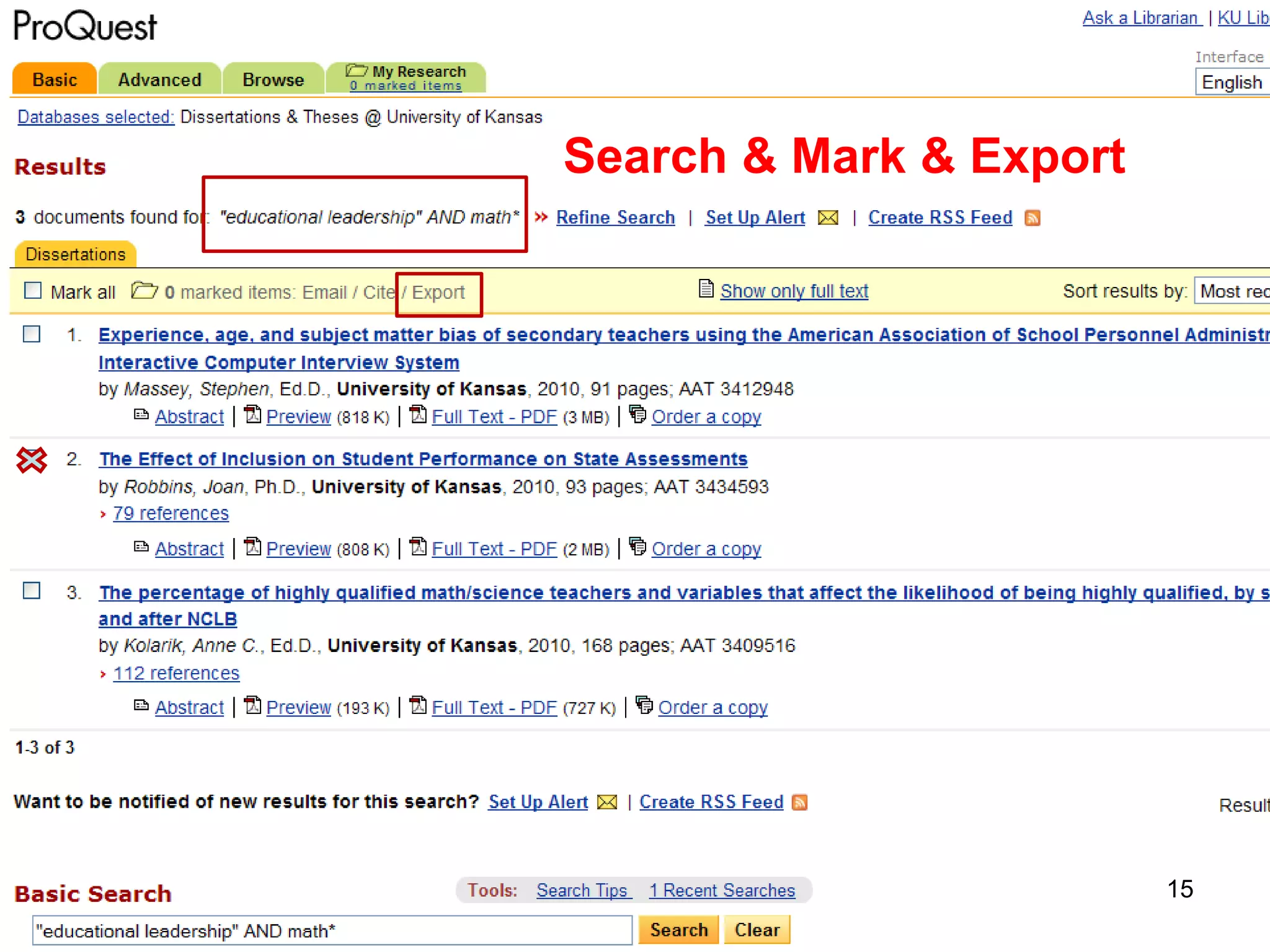 Search & Mark & Export




                         15
 