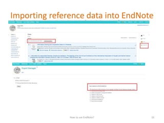endnote x7 training endnote x7 training