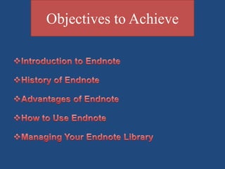 Objectives to Achieve