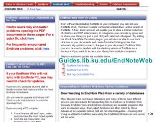 100
Guides.lib.ku.edu/EndNoteWeb
 