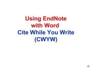 49
The most efficient way to find
articles is to search the Libraries
Databases from the Libraries
homepage http://www.lib.ku.edu)
 