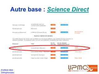 Autre base : Science Direct




EndNote Web
Orthophonistes
 