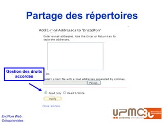 Partage des répertoires




  Gestion des droits
      accordés




EndNote Web
Orthophonistes
 
