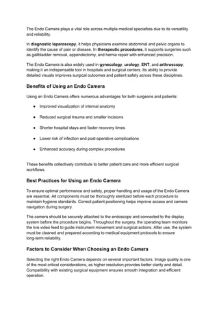 Endo Camera: Revolutionizing Precision in Minimally Invasive Surgery ...