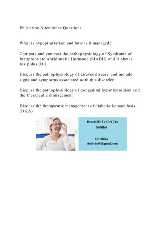 Endocrine Attendance QuestionsWhat is hypopituitarism and how .docx