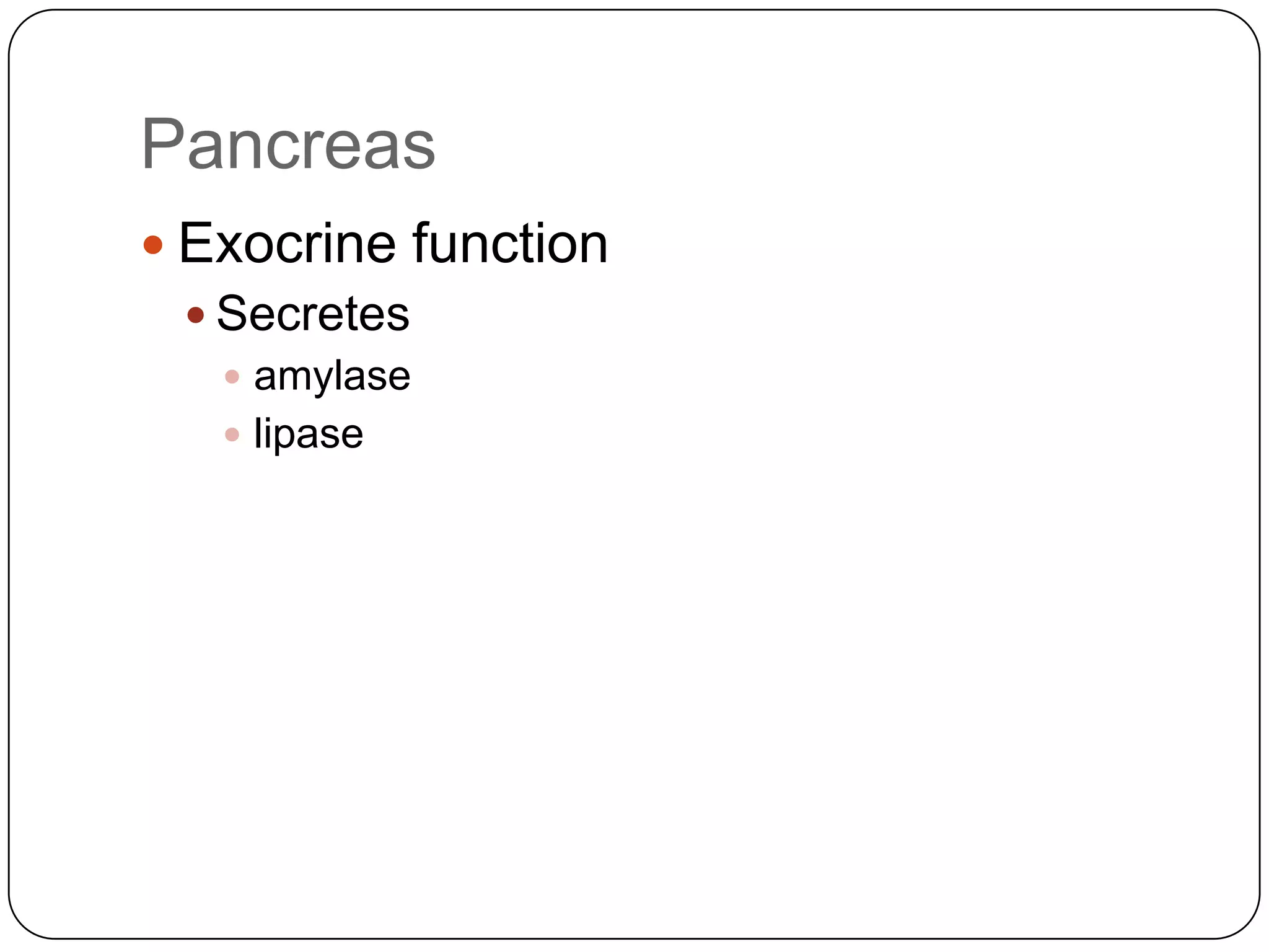 PancreasExocrine functionSecretesamylaselipase