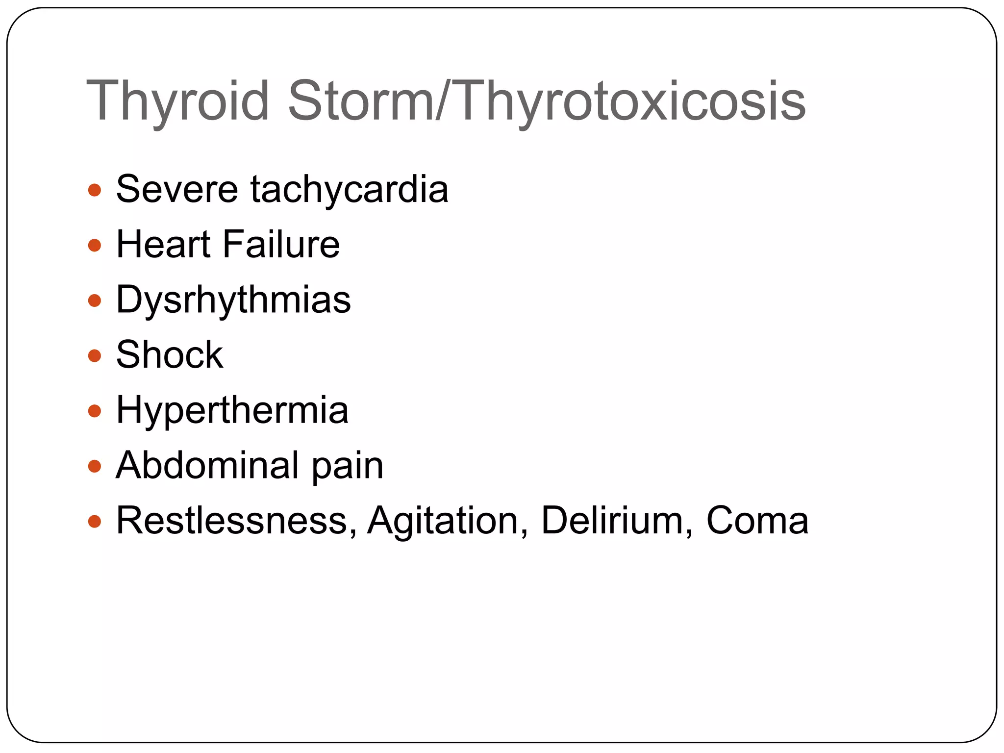 HypothyroidismThyroid hormone deficiency causing a decrease in the basal metabolic ratePerson is “slowed down”Causes of Hypothyroidism:Radioactive iodine ablationNon-compliance with levothyroxineHashimoto’s thyroiditis - autoimmune destruction