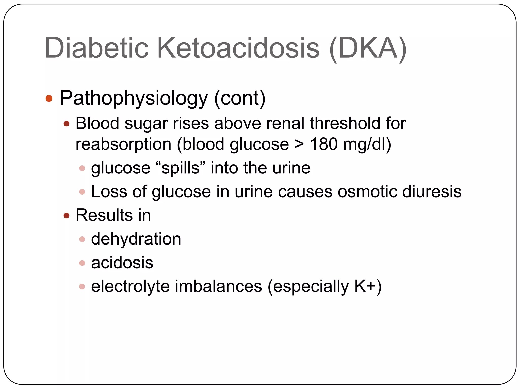 Diabetes MellitusChronic metabolic diseaseOne of the most common diseases in North AmericaAffects 5% of USA population (12 million people)Results in insulin secretion by the Beta () cells of the islets of Langerhans in the pancreas, AND/ORDefects in insulin receptors on cell membranes leading to cellular resistance to insulinLeads to an  risk for significant cardiovascular, renal and ophthalmic disease