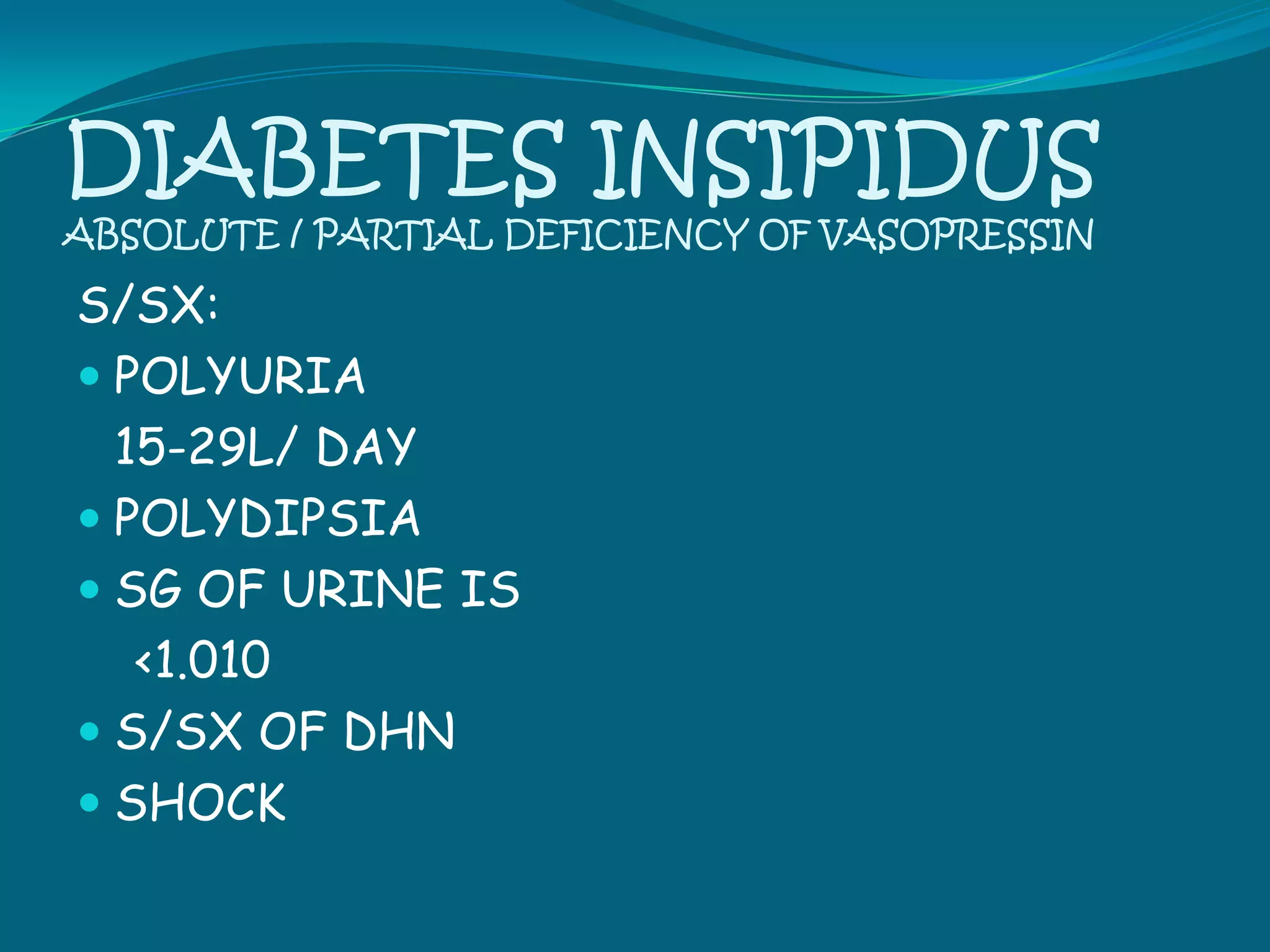 FUNCTION:WHEN  THERE IS A       OF SERUM OSMOLALITY, THE NORMAL BODY RESPONSE IS TO    THE SECRETION OF ADH.WHEN THE NORMAL FEEDBACK MECHANISM FOR ADH IS SUSTAINED, THERE IS EXCESSIVE WATER RETENTION IN THE BODYWHEN THERE IS     OR INADEQUATE AMOUNT OF ADH, THE BODY IS UNABLE TO CONCENTRATE URINE, & EXCESSIVE H2O LOSS OCCURS