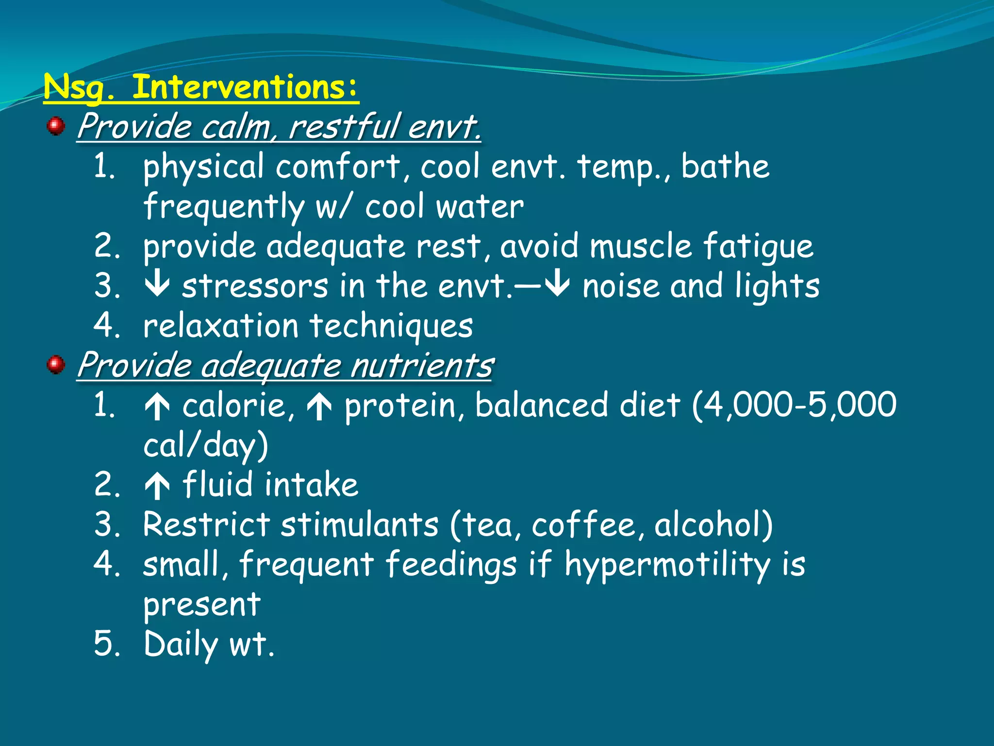 Hyperthyroidism over-secretion of the thyroid gland also called thyrotoxicosis  or graves disease, tissues 	are stimulated by excessive thyroid hormone  a recurrent syndrome, may appear after emotional   stress or infection occurs mostly in women 20-50 yrs oldCauses : adenoma, goiter,  viral inflammation, auto-immune glandular stimulation, grave’s disease  - most common cause
