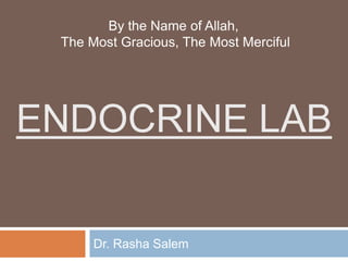 ENDOCRINE LAB
Dr. Rasha Salem
By the Name of Allah,
The Most Gracious, The Most Merciful
 