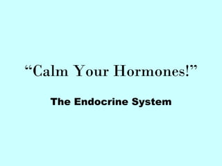 “ Calm Your Hormones!” The Endocrine System 
