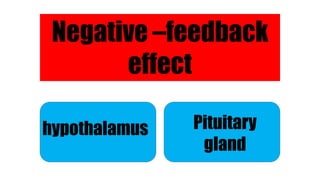 Negative –feedback
effect
hypothalamus Pituitary
gland
 