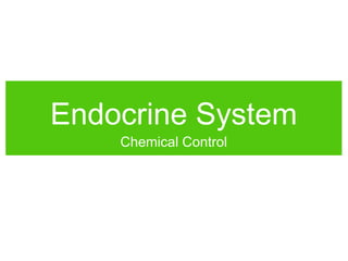 Endocrine System
Chemical Control
 