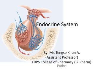 Endocrine System
By: Mr. Tengse Kiran A.
(Assistant Professor)
DJPS College of Pharmacy (B. Pharm)
Pathri
 