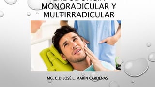 ENDODONCIA
MONORADICULAR Y
MULTIRRADICULAR
MG. C.D. JOSÉ L. MARÍN CÁRDENAS
 