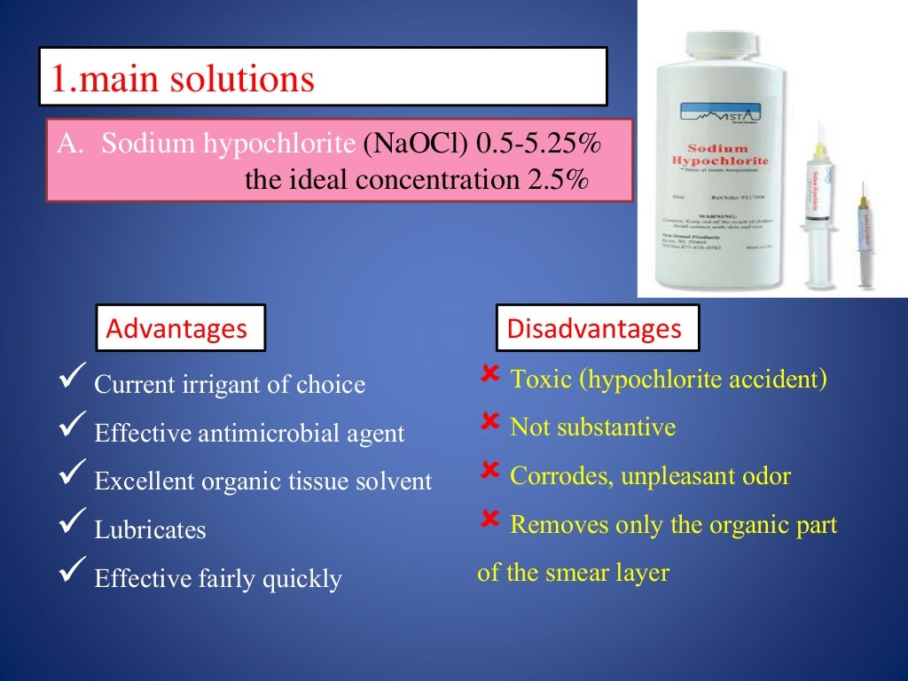 Endodontic irrigating solutions