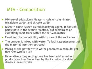 Mta Rsetting Reaction Endodontic materials BDS III lecture 2024- Dr Kisumbi (1).pdf