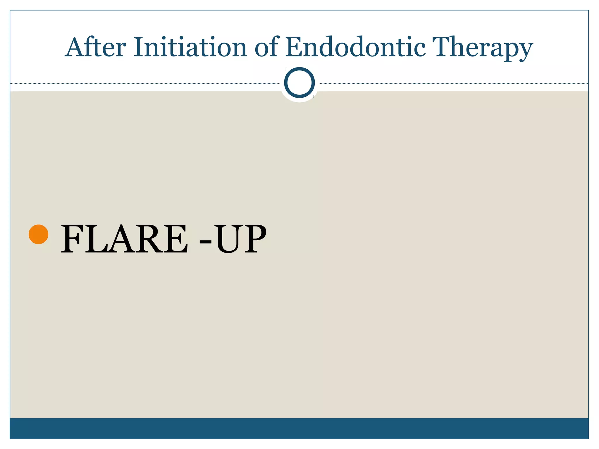 After Initiation of Endodontic Therapy 
FLARE -UP 
 