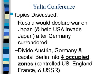 The End of World War II: Conferences, Cold War Origins, and Postwar ...