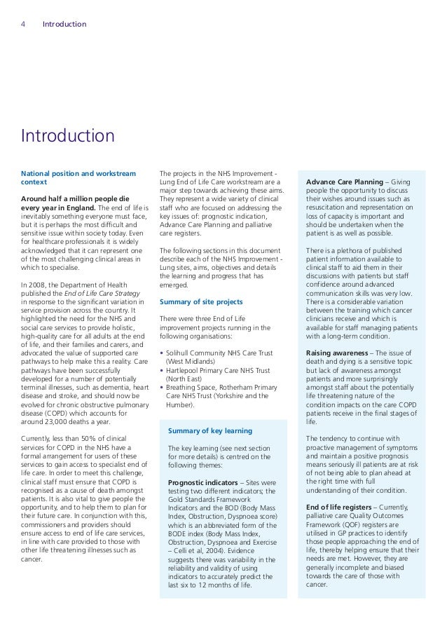 Improving end of life care in chronic obstructive 