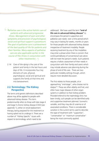 End of Life Care in Advanced Kidney Disease: A Framework for ...
