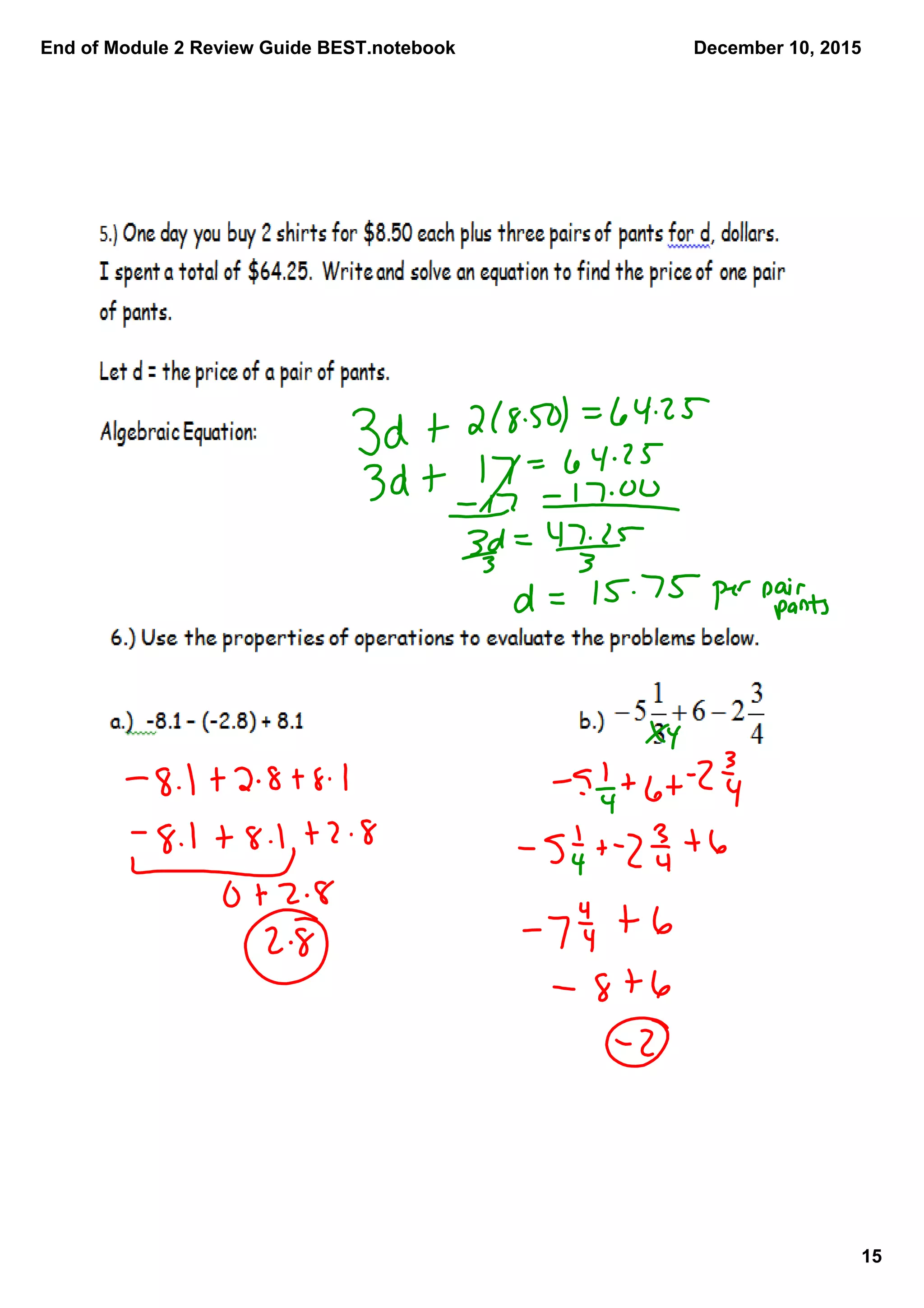 End of Module 2 Review Guide BEST.notebook
15
December 10, 2015
 