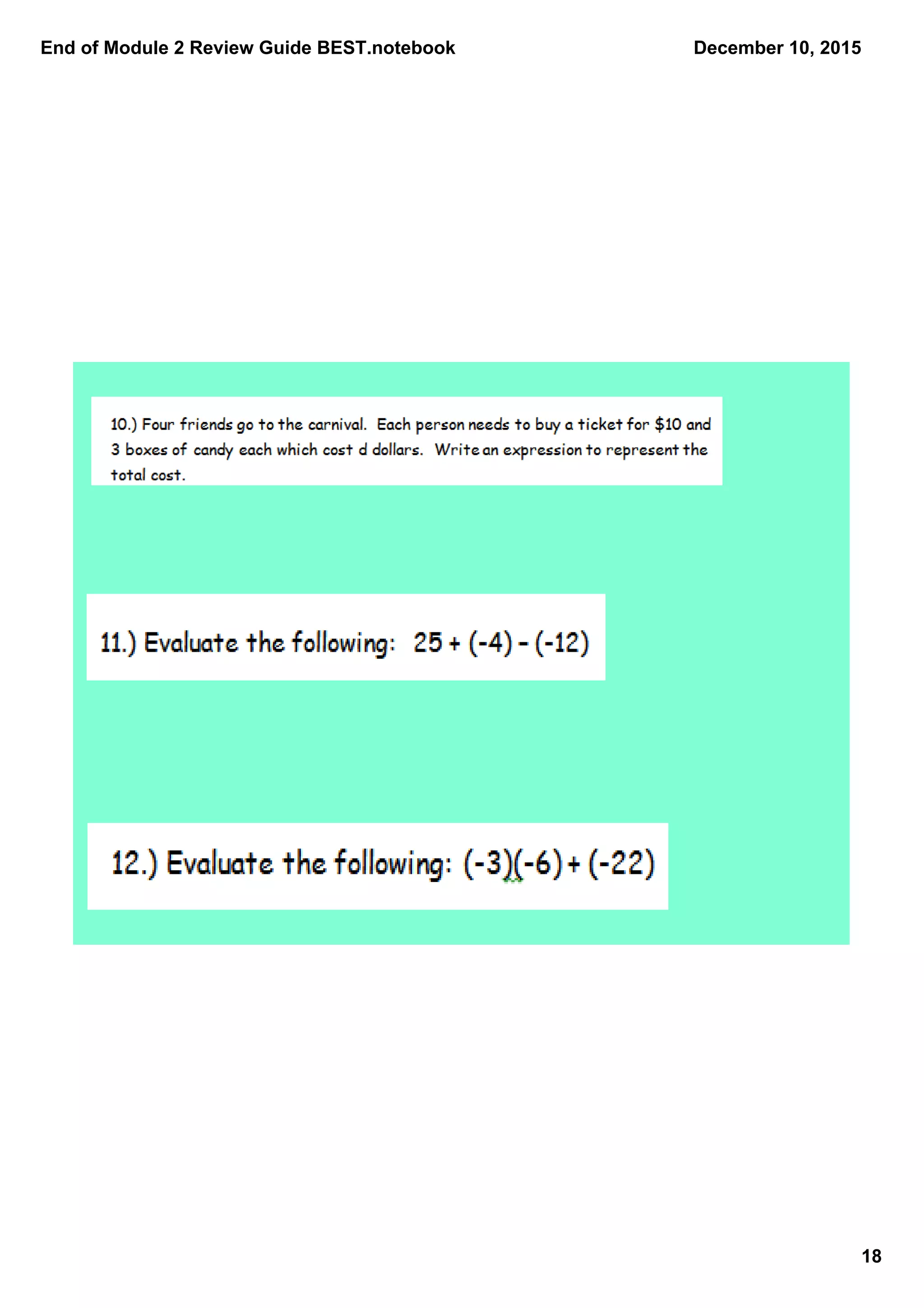 End of Module 2 Review Guide BEST.notebook
18
December 10, 2015
 