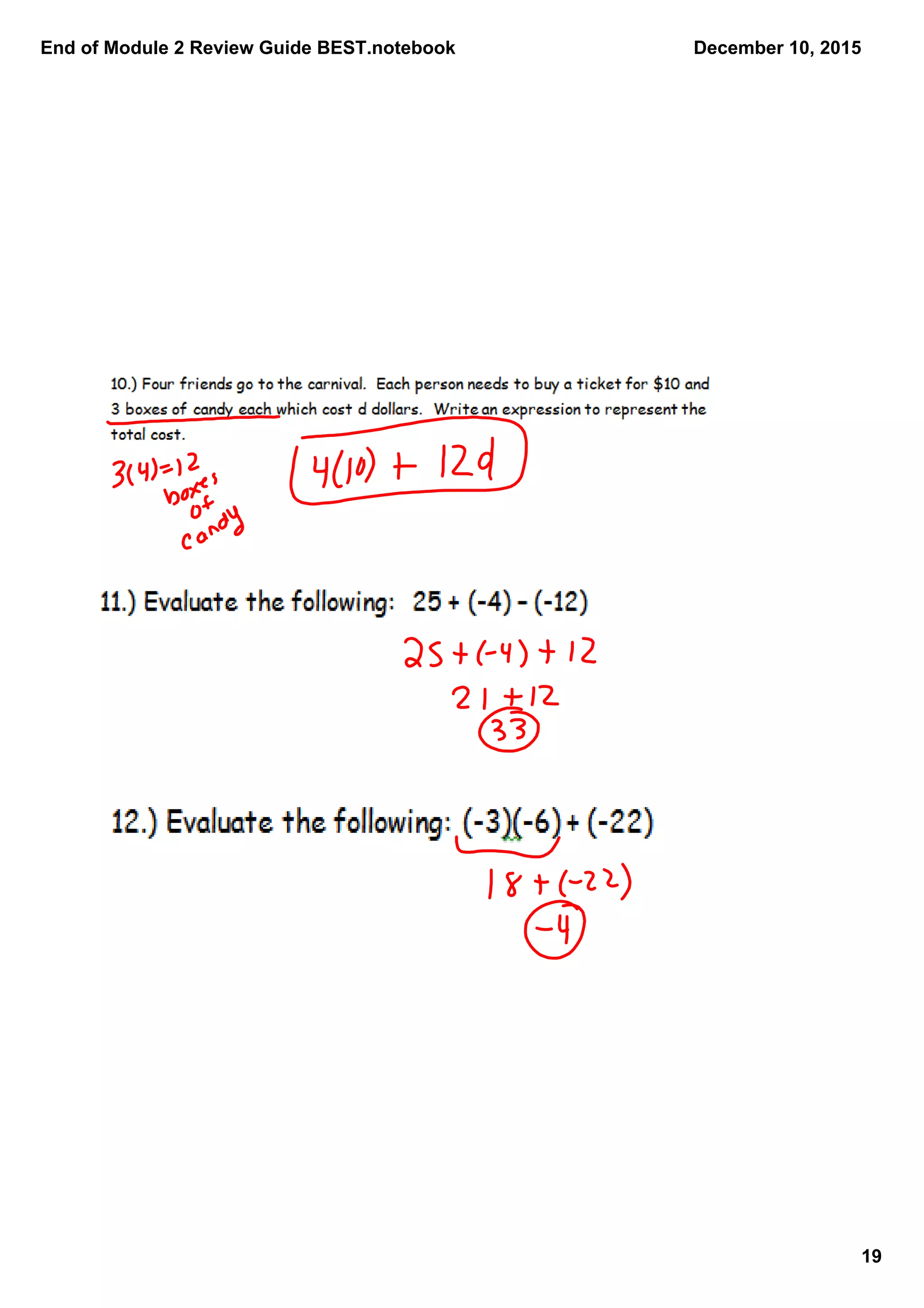 End of Module 2 Review Guide BEST.notebook
19
December 10, 2015
 