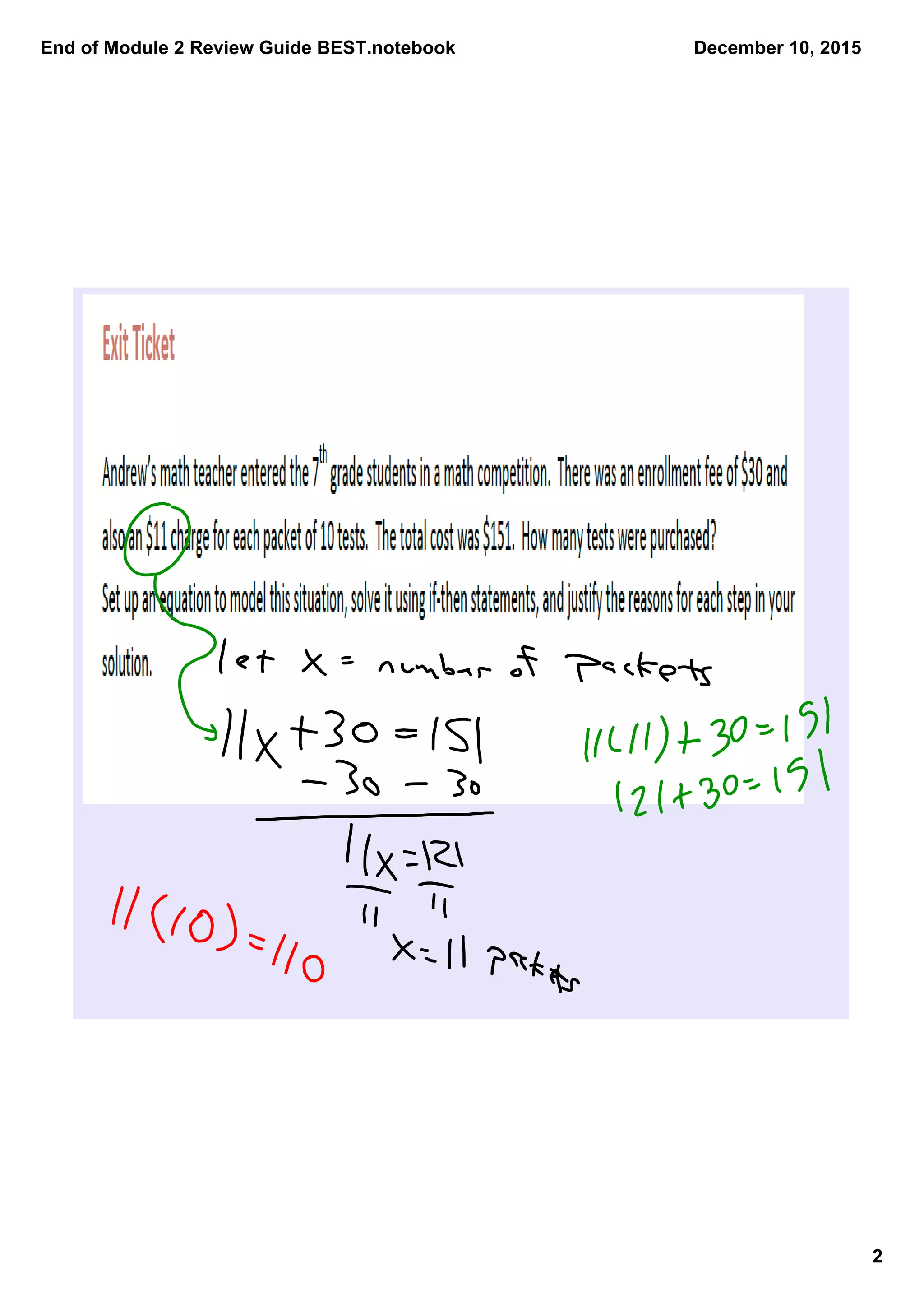 End of Module 2 Review Guide BEST.notebook
2
December 10, 2015
 