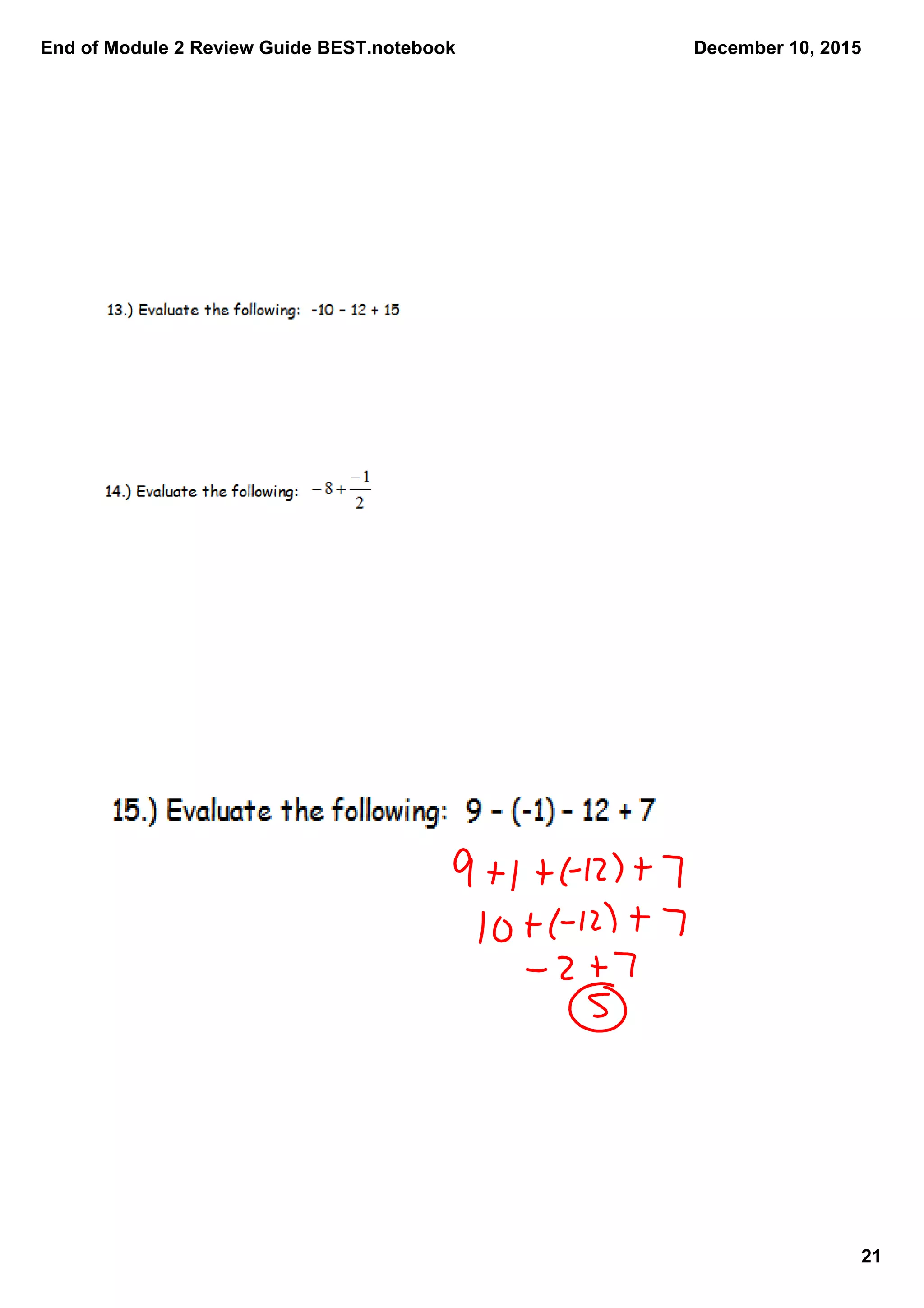 End of Module 2 Review Guide BEST.notebook
21
December 10, 2015
 