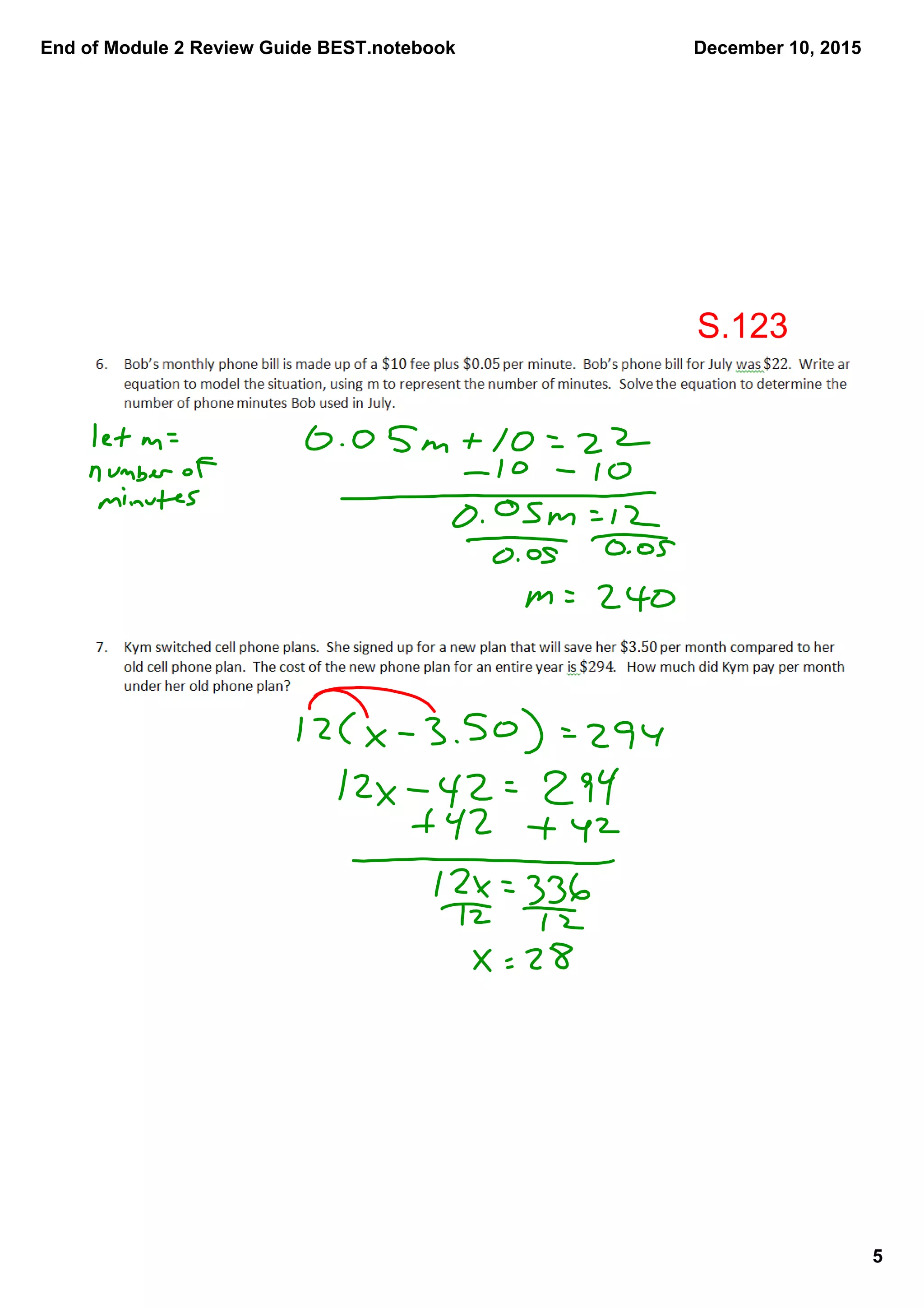 End of Module 2 Review Guide BEST.notebook
5
December 10, 2015
S.123
 
