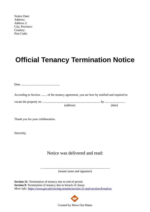 tenant notice to vacate sample