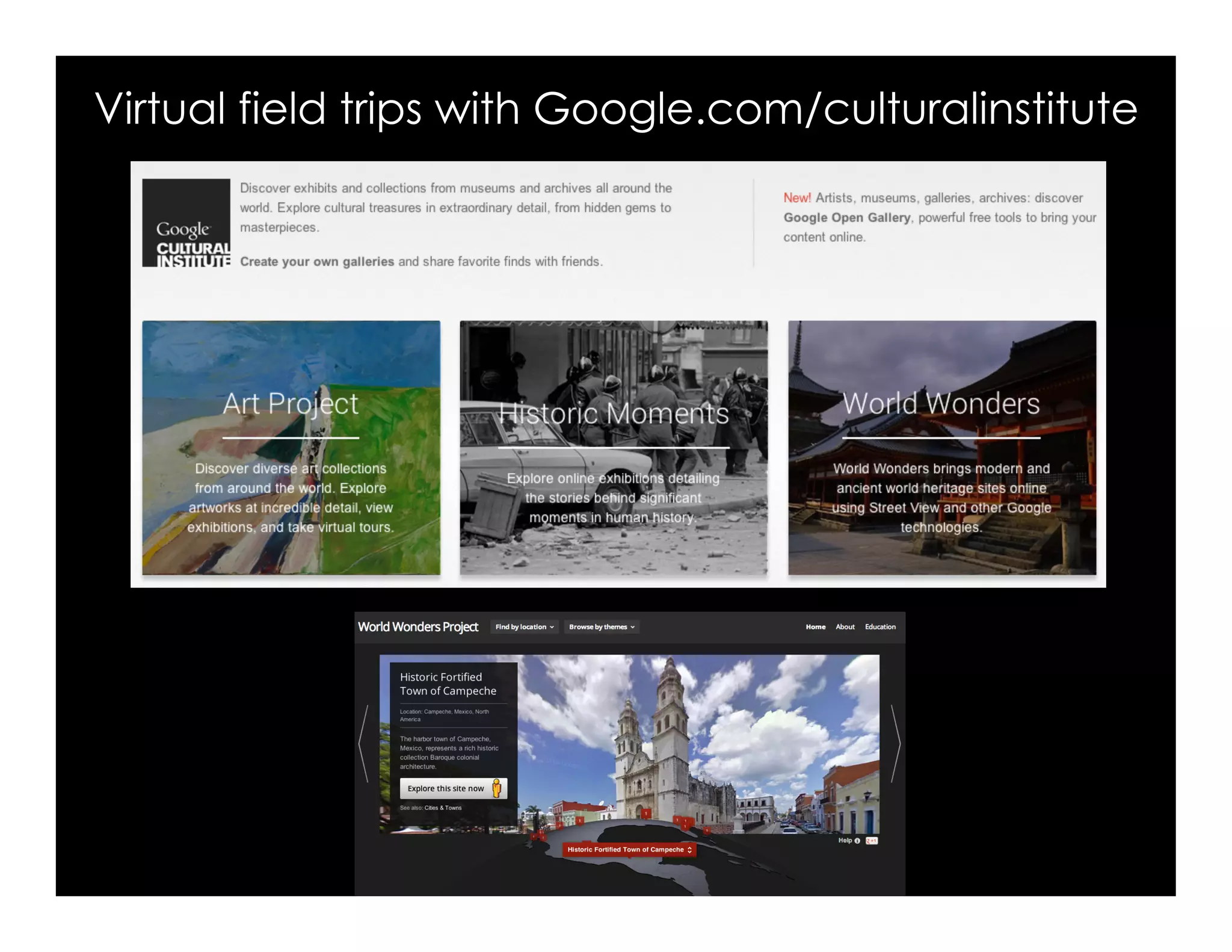 Virtual field trips with Google.com/culturalinstitute
 