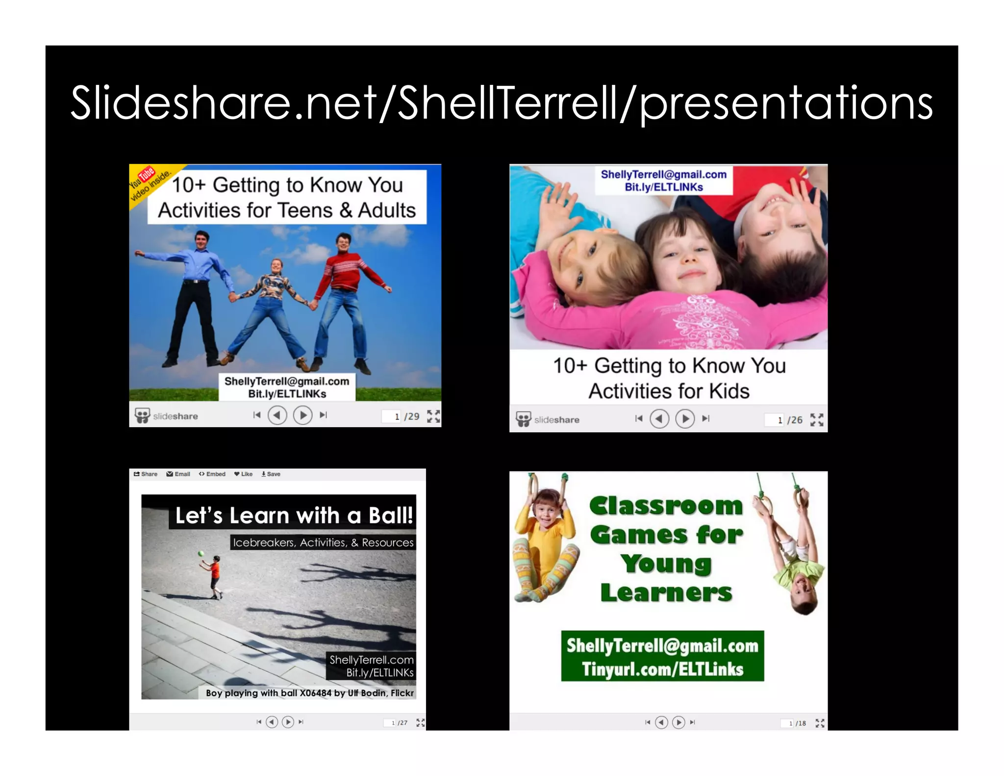 Slideshare.net/ShellTerrell/presentations
 