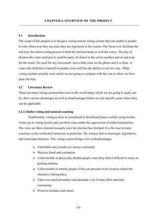 End of year project report on remote sms based voting system by fomagha ...