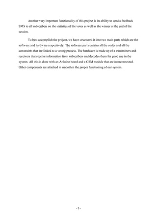 End of year project report on remote sms based voting system by fomagha ...