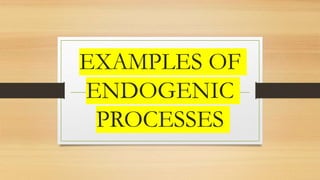 EXAMPLES OF
ENDOGENIC
PROCESSES
 