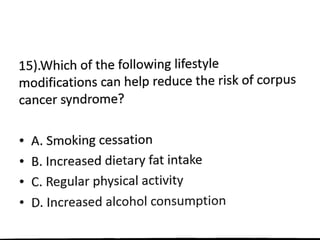 Endometrial Carcinoma - Important MCQs with Answers | PDF