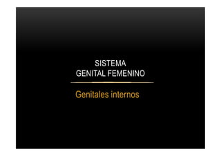SISTEMA
GENITAL FEMENINO

Genitales internos
 