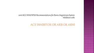 2016 ACC/AHA/HFSA Recommendations for Renin Angiotensin System
Inhibition with
 