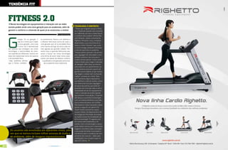 TendÊncia FiT



     FiTness 2.0
       Novas tecnologias em equipamentos e interação com as redes
     sociais podem atrair uma nova geração para as academias, além de                              Tecnologia é conFoRTo!
                                                                                                    “Penso que ninguém acesse o Orkut
     garantir o conforto e a diversão de quem já se acostumou a malhar                             ou o Facebook quando está correndo
                                                                                                   ou malhando, por isso o nosso foco é
                                                                           Por Gabriel Nicolatti




     G
                                                                                                   o conforto dos usuários”, afirma Mar-
                                                                                                   celo Felizardo , diretor comercial da
                  eração 2.0 ou geração Y.      se transformou. Passou a ser wellness e
                                                                                                   Righetto. Pensando nisso, a empresa
                  Seja lá o nome que é dado     a oferecer bem-estar, acima de tudo, a
                                                                                                   desenvolveu a sua nova linha de es-
                  à nova geração, uma coisa     uma geração que vê na atividade física
                                                                                                   teiras e a linha “Solution” que, como
                  é certa: ela é representada   uma maneira de fugir da rotina cada vez
                                                                                                   o nome entrega, pretende solucionar
     por pessoas que enxergam nas novas         mais agitada das grandes cidades. Pen-
                                                                                                   a vida do esportista na academia.
     tecnologias a oportunidade de viven-       sando nisso, os grandes fabricantes pas-
                                                                                                   “Nossas esteiras possuem três pontos
     ciar experiências diferentes, mesmo em     saram a buscar nas novas tecnologias
                                                                                                   para regulagem de velocidade e com
     áreas tão tradicionais como do esporte     uma forma de atrair esses novos prati-
                                                                                                   teclado numérico. Isso evita que o
     e da atividade física.                     cantes, sem deixar de oferecer conforto
                                                                                                   usuário precise apertar muitas vezes o
      Hoje, podemos afirmar                       e qualidade a uma geração acostuma-
                                                                                                   mesmo botão para chegar à velocida-
     que o fitness também                           da à academia mais tradicional.
                                                                                                   de desejada. Além disso, as informa-
                                                                                                   ções estão em um painel frontal e as
                                                                                                   nossas esteiras possuem suporte de
                                                                                                   garrafa e porta objetos, já que muitos
                                                                                                   não largam o celular nem na hora de
                                                                                                   malhar”, comenta. Já a linha “Solu-
                                                                                                   tion” apresenta alguns dispositivos
                                                                                                   que facilitam a vida do usuário, como
                                                                                                   um sistema de fuso para regulagem
                                                                                                   do apoio das pernas, que pode ser
                                                                                                   ajustado com uma das mãos e sem a
                                                                                                   necessidade de sair do equipamento.
                                                                                                    Com a intenção de auxiliar àqueles
                                                                                                   que praticam musculação, a Total He-
                                                                                                   alth lançou a sua linha Innostrength,
                                                                                                   com um sistema eletrônico que subs-
                                                                                                   titui a coluna de pesos com anilhas.
                                                                                                   Para levantar o peso necessário, basta
                                                                                                   ajustar a carga em um painel LCD
                                                                                                   Touch Screen (sensível ao toque).
                                                                                                   Luciano Sobue, do departamento de
                                                                                                   tecnologia da informação da empre-
                                                                                                   sa, explica outras funcionalidades da
                                                                                                   linha Innostrength. “O segredo está
                                                                                                   em treinos descomplicados e efi-
                                                                                                   cientes. Com o Innostrength, o aluno
                                                                                                   pode realizar treinos com movimento
                                                                                                   negativo, isocinético (para contração
       Os usuários são envolvidos em diferentes níveis, uma                                        e prevenção de lesões musculares) e
       vez que os treinos incluem trilhas sonoras de áudio e                                       isométricos (sem a mudança de com-
       de ambiente, além de imagens impressionantes                                                primento do músculo – ideais para
                                                                                                   reabilitação) num simples toque na
                                                                                                   tela LCD”, afirma.

80                                                        www.portalendorfina.com                                                           www.portalendorfina.com   81
 