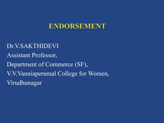 Dr.V.SAKTHIDEVI
Assistant Professor,
Department of Commerce (SF),
V.V.Vanniaperumal College for Women,
Virudhunagar
 
