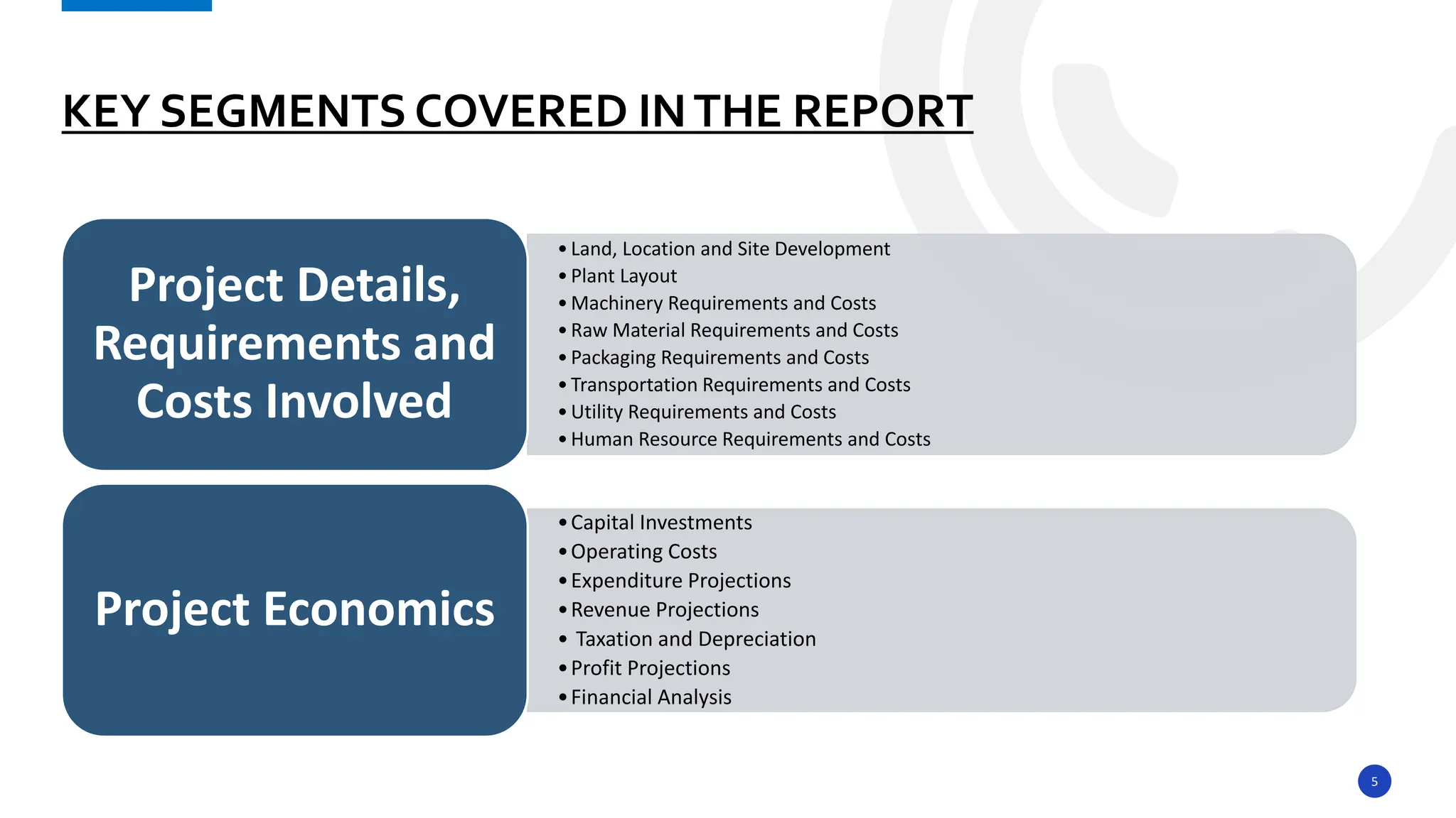5
KEY SEGMENTS COVERED INTHE REPORT
•Land, Location and Site Development
•Plant Layout
•Machinery Requirements and Costs
•Raw Material Requirements and Costs
•Packaging Requirements and Costs
•Transportation Requirements and Costs
•Utility Requirements and Costs
•Human Resource Requirements and Costs
Project Details,
Requirements and
Costs Involved
•Capital Investments
•Operating Costs
•Expenditure Projections
•Revenue Projections
• Taxation and Depreciation
•Profit Projections
•Financial Analysis
Project Economics
 