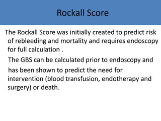 Rockall Risk Score Endoscopy for upper gastrointestinal | PPTX