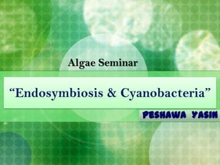 Algae Seminar

“Endosymbiosis & Cyanobacteria”
                        Peshawa Yasin
 
