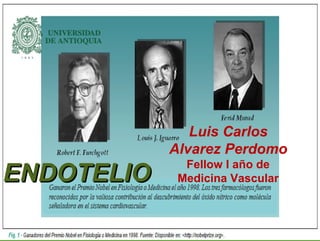 ENDOTELIOENDOTELIO
1
Luis Carlos
Alvarez Perdomo
Fellow I año de
Medicina Vascular
 
