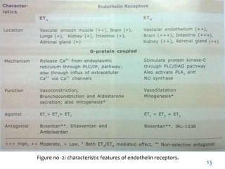 Figure no -2: characteristic features of endothelin receptors.
13
 