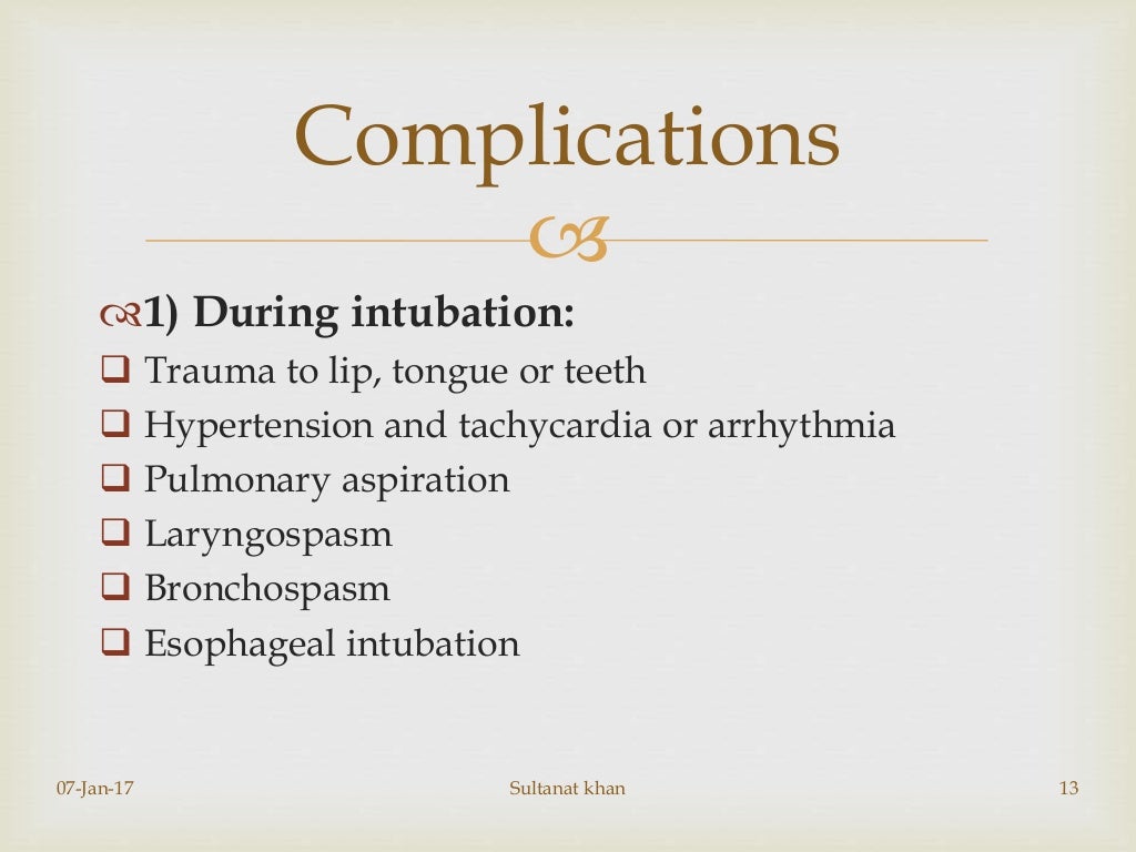 Endotracheal intubation, indications, complications.